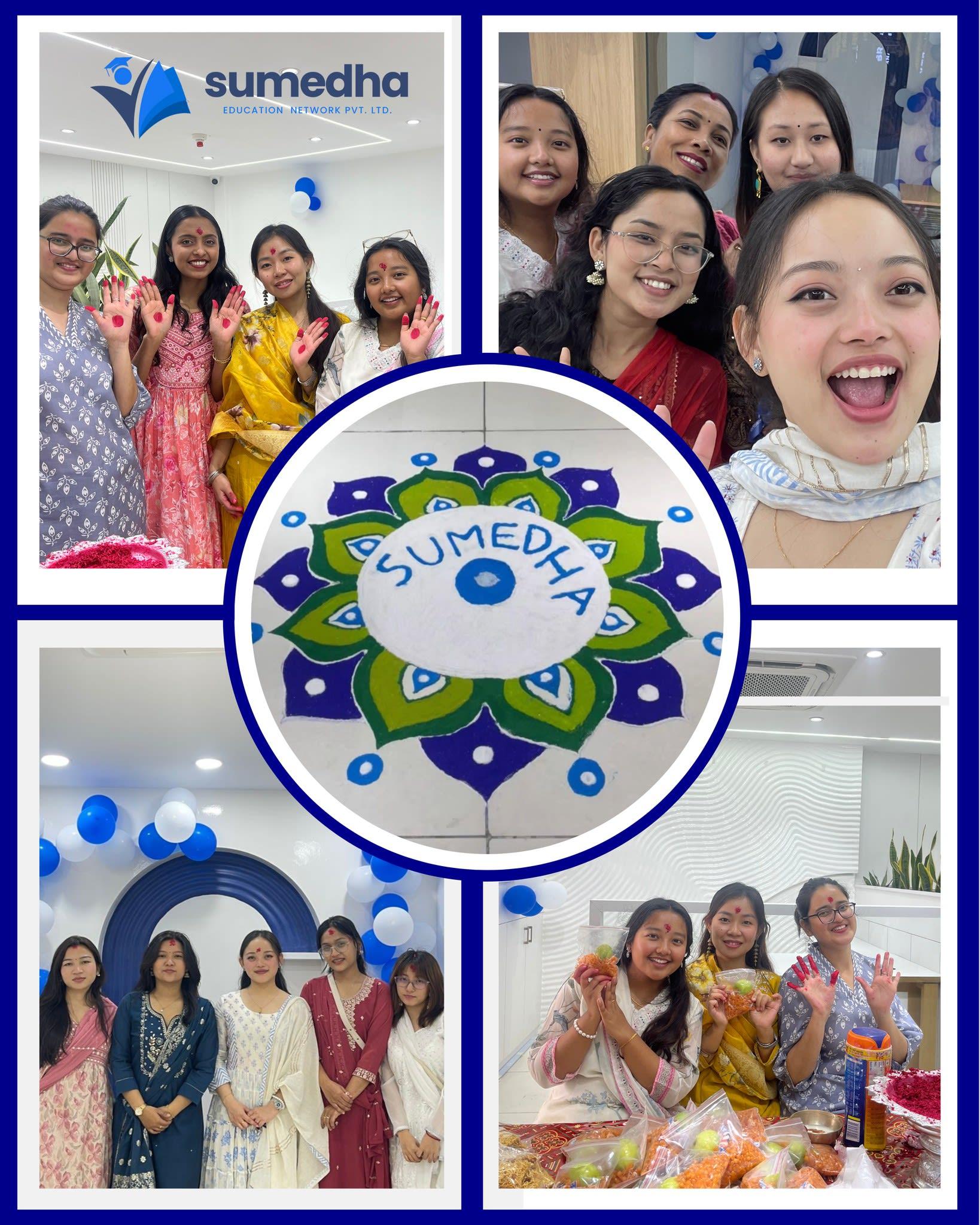 Students and counselors at Sumedha Education